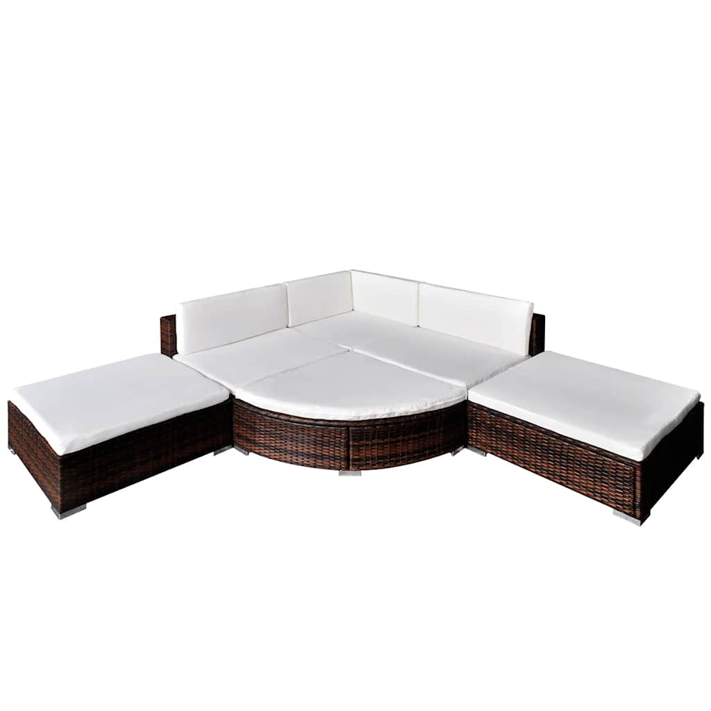 6 részes barna polyrattan kerti ülőgarnitúra párnákkal