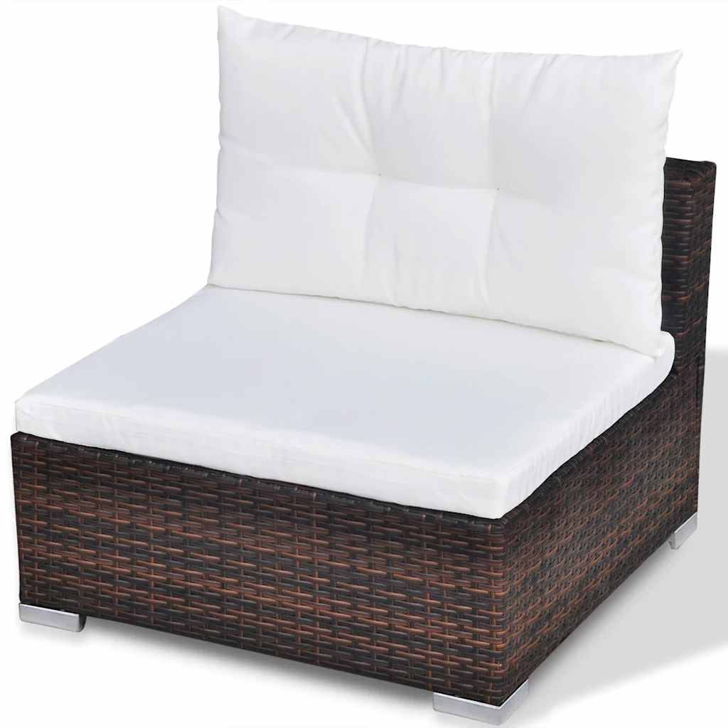 10-részes barna polyrattan kerti bútorszett párnákkal