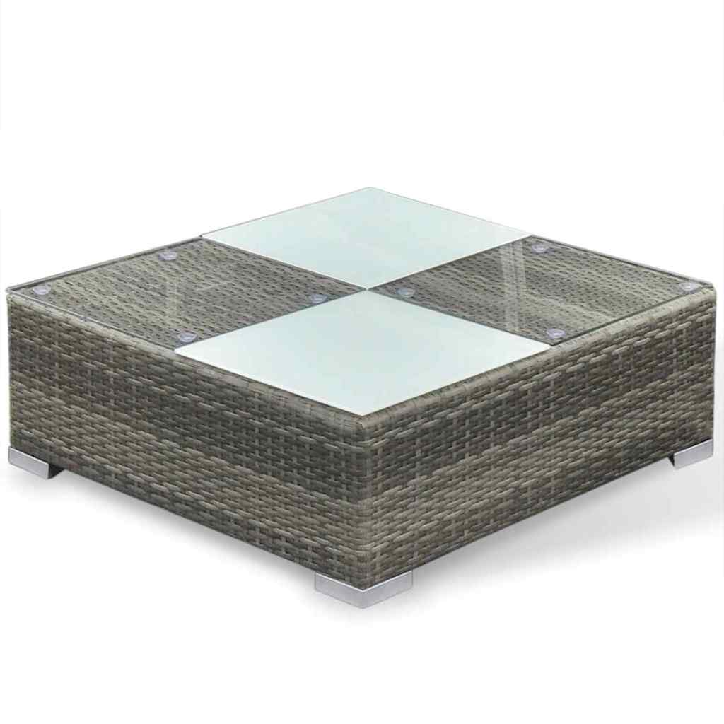 6-részes szürke polyrattan kerti bútorszett párnákkal
