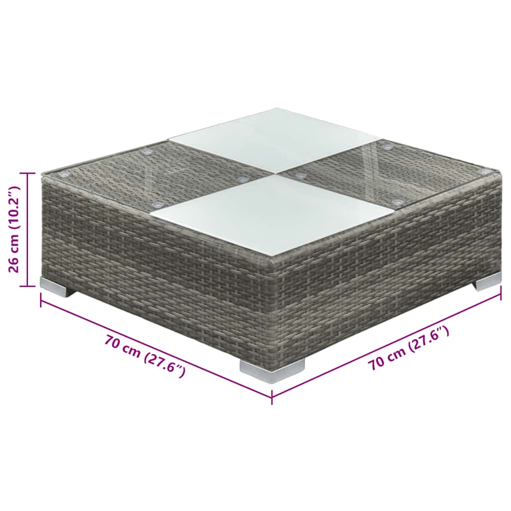 6-részes szürke polyrattan kerti bútorszett párnákkal