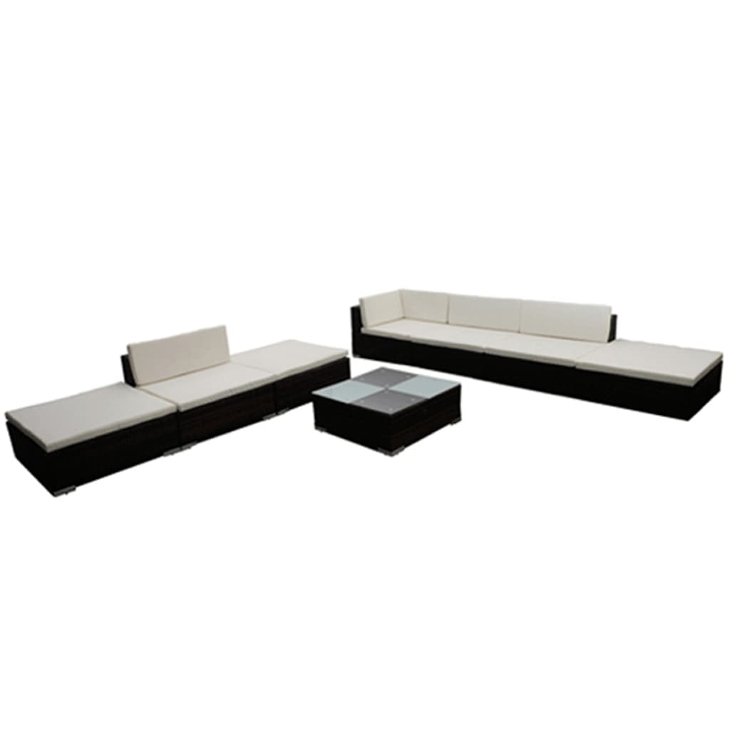 8 részes barna polyrattan kerti ülőgarnitúra párnákkal