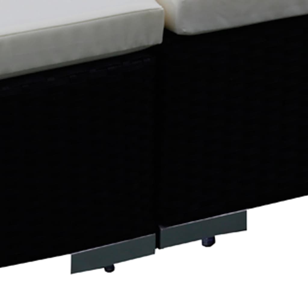 12 részes fekete polyrattan kerti ülőgarnitúra párnákkal