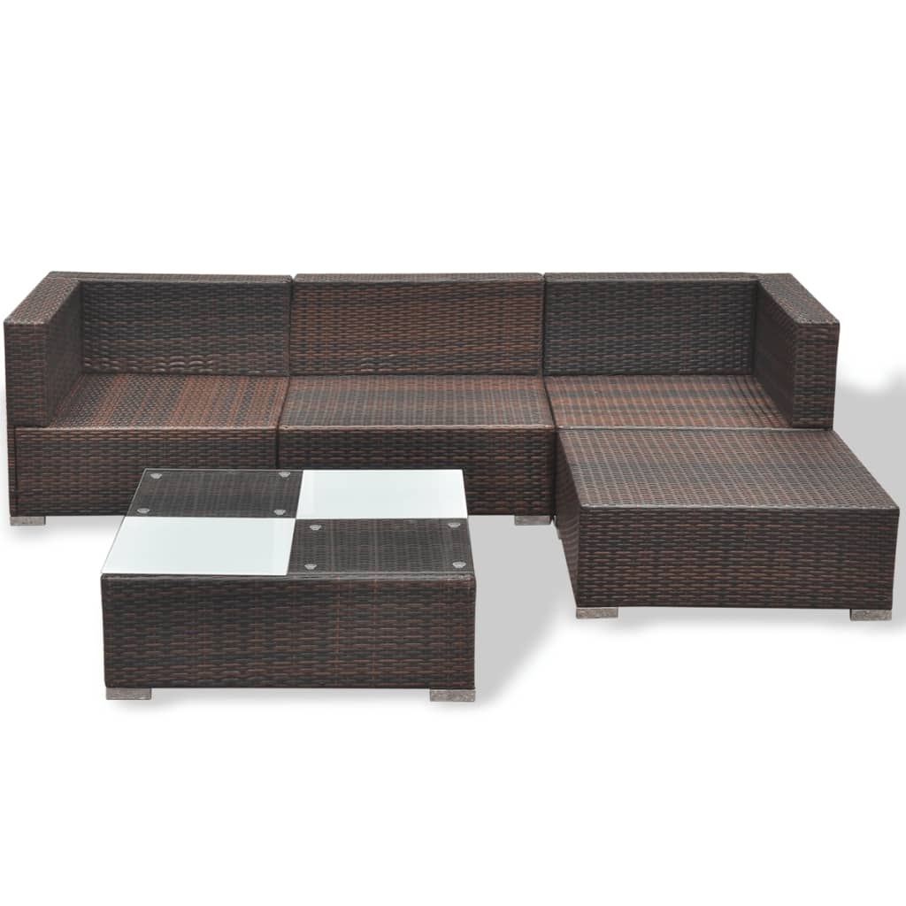 5 részes barna polyrattan kerti ülőgarnitúra párnákkal