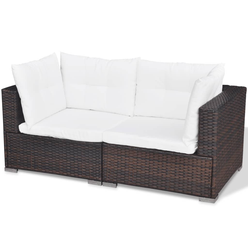 5 részes barna polyrattan kerti ülőgarnitúra párnákkal