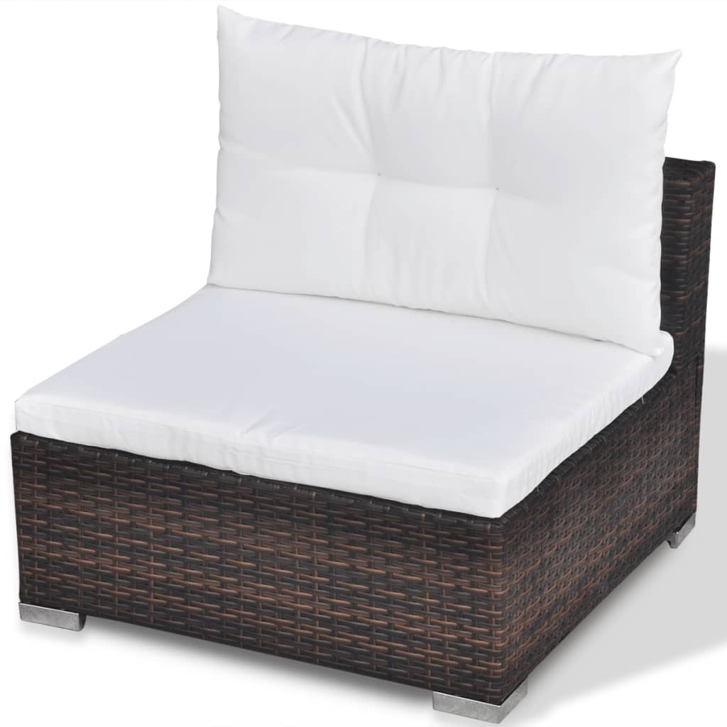 5 részes barna polyrattan kerti ülőgarnitúra párnákkal