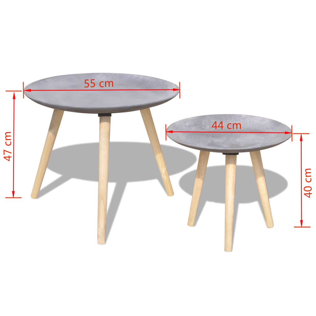 55cm 44cm kétrészes kisasztal/dohányzóasztal szett beton szürke