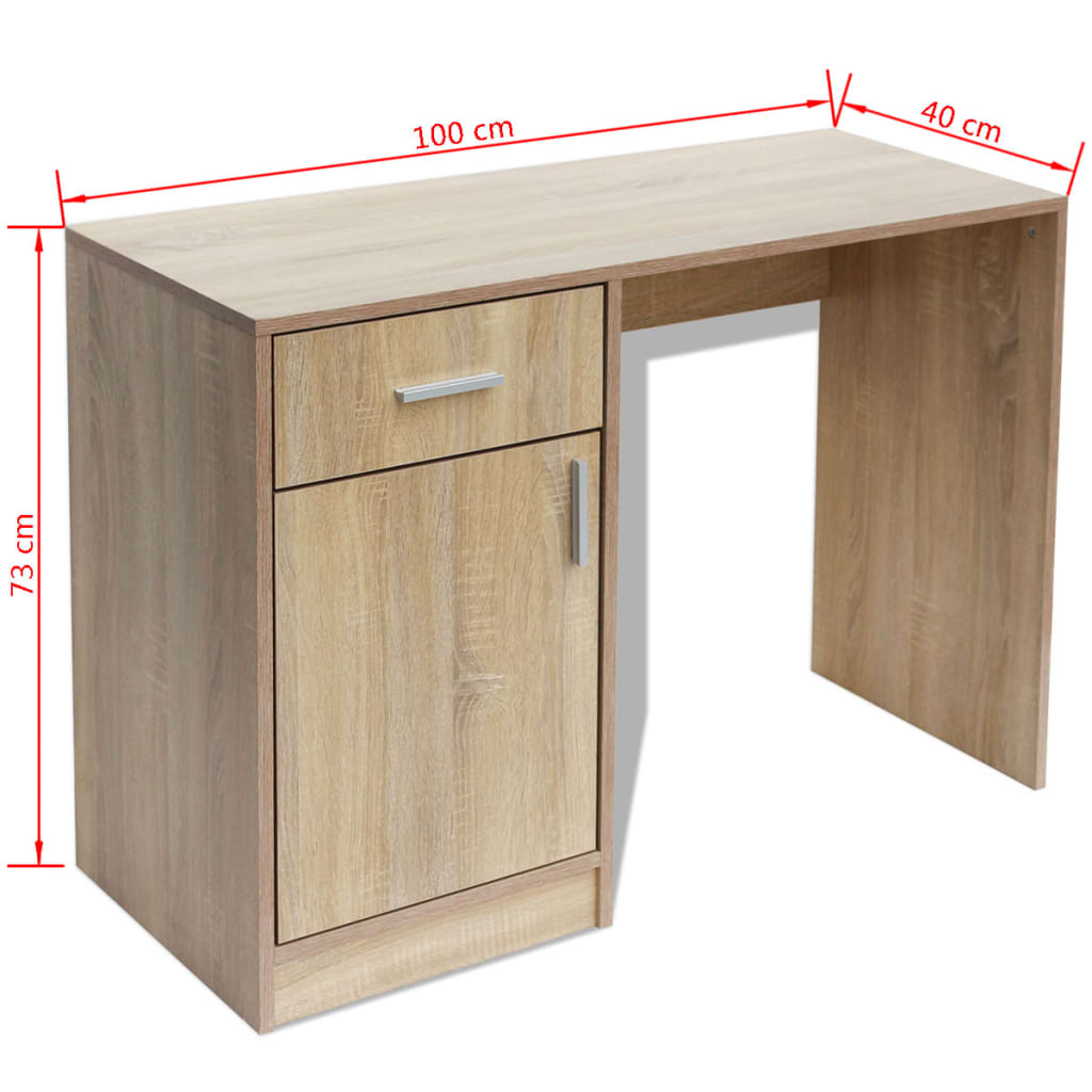 100x40x73 cm Tölgyfiókos íróasztal fiókkal és szekrénnyel