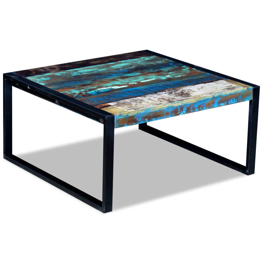 tömör újrahasznosított fa dohányzóasztal 80 x 80 x 40 cm