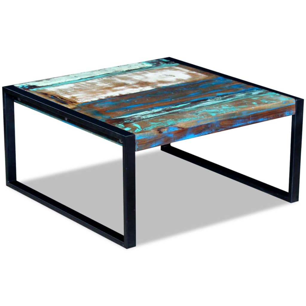 tömör újrahasznosított fa dohányzóasztal 80 x 80 x 40 cm