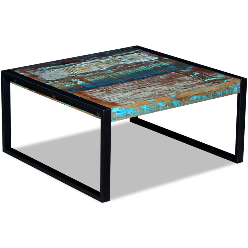 tömör újrahasznosított fa dohányzóasztal 80 x 80 x 40 cm
