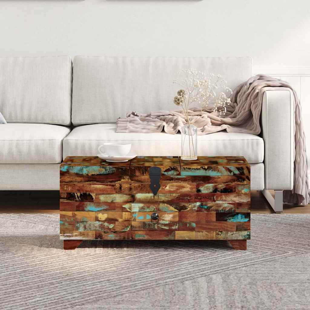 ládika dohányzóasztal tömör újrahasznosított fa 80x40x35 cm