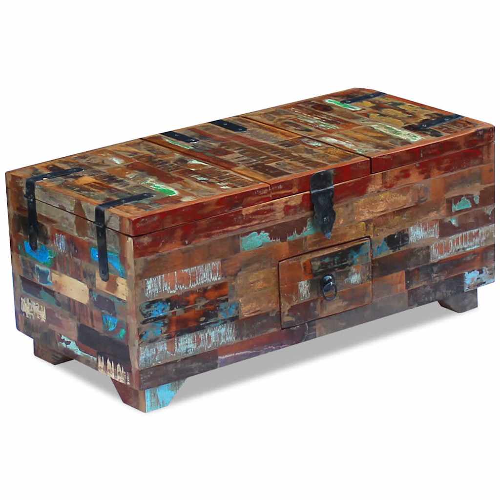 ládika dohányzóasztal tömör újrahasznosított fa 80x40x35 cm