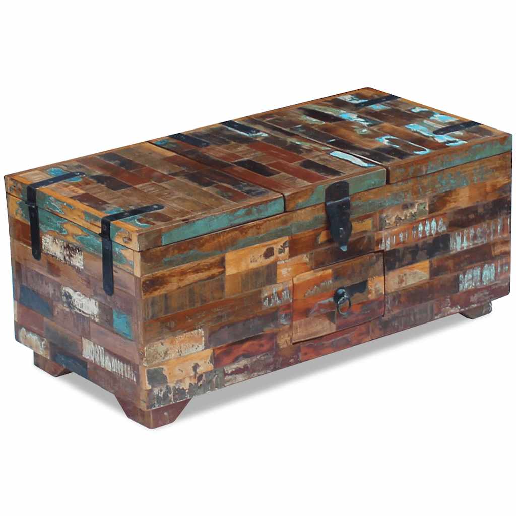 ládika dohányzóasztal tömör újrahasznosított fa 80x40x35 cm