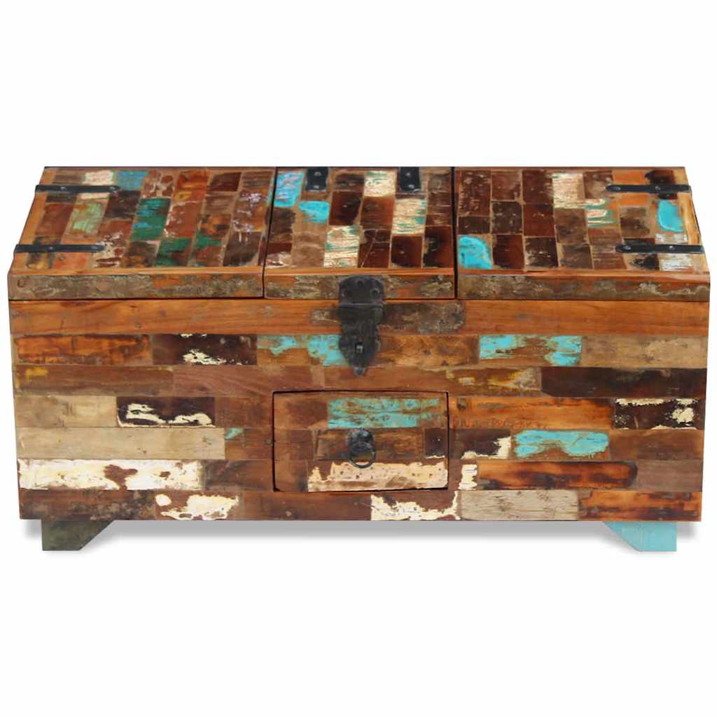 ládika dohányzóasztal tömör újrahasznosított fa 80x40x35 cm