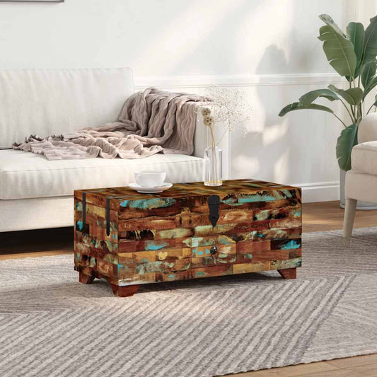 ládika dohányzóasztal tömör újrahasznosított fa 80x40x35 cm
