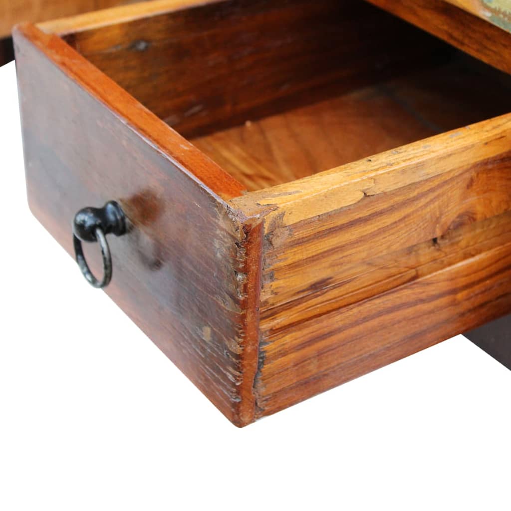 tömör újrahasznosított fa fiókos dohányzóasztal 90 x 45 x 35 cm
