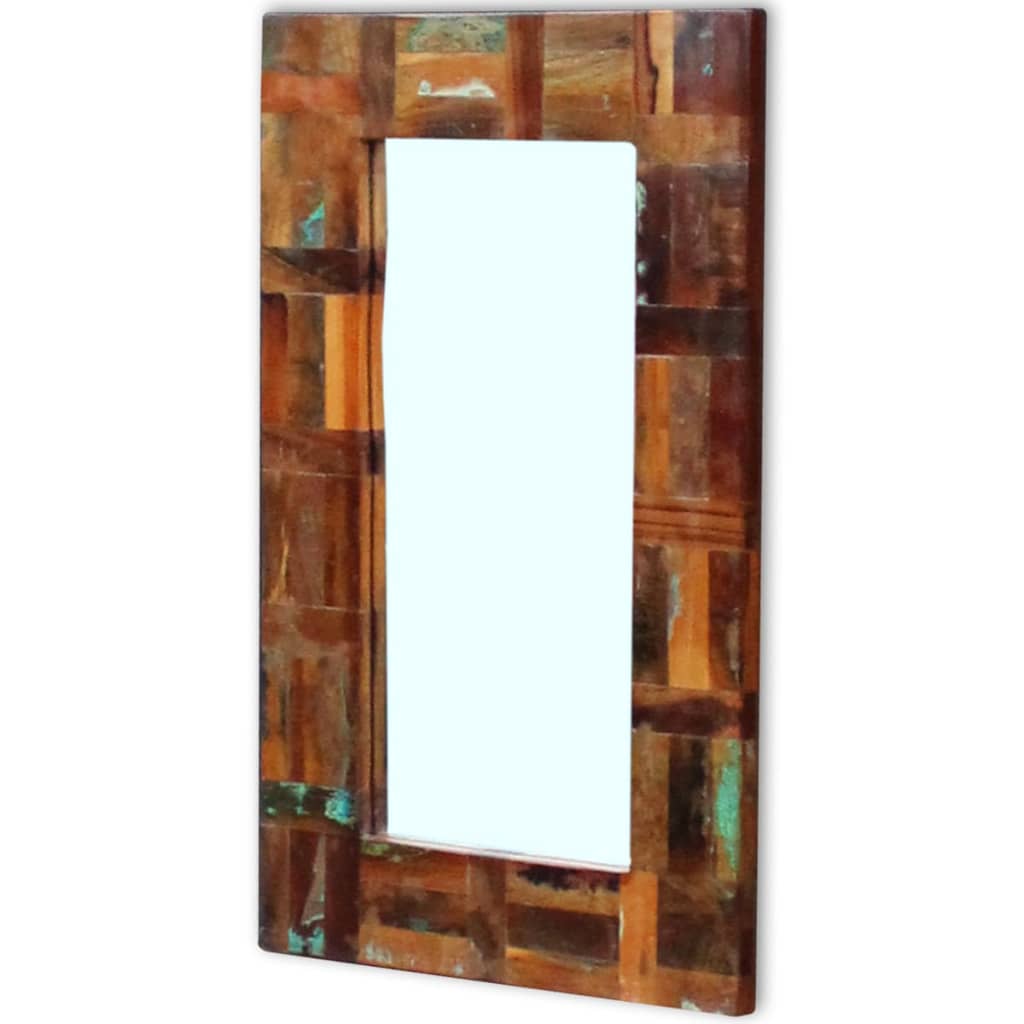 tömör újrahasznosított fa tükör 80 x 50 cm