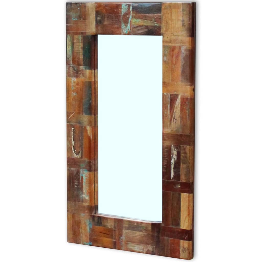 tömör újrahasznosított fa tükör 80 x 50 cm