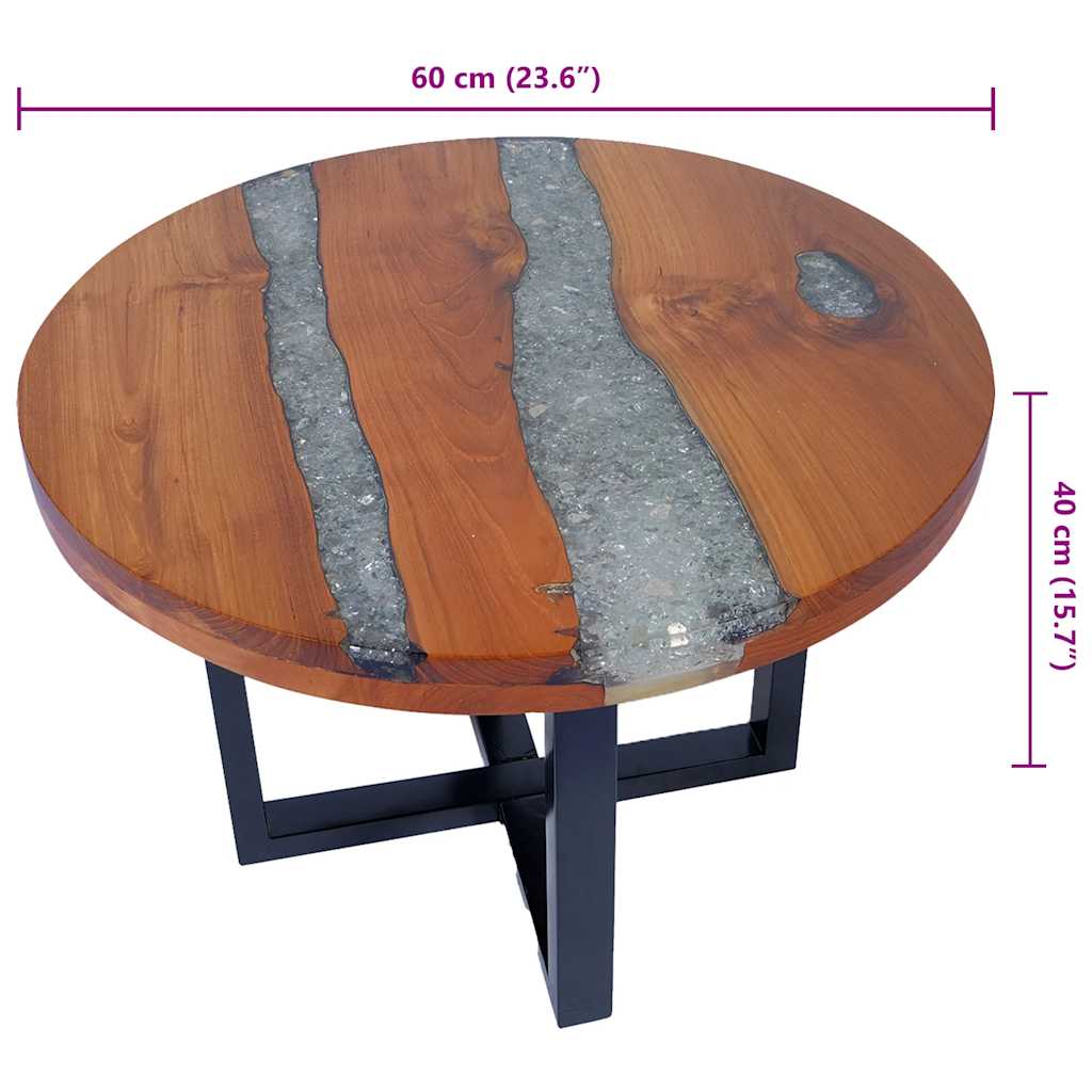 60 cm gyantázott tíkfa dohányzóasztal