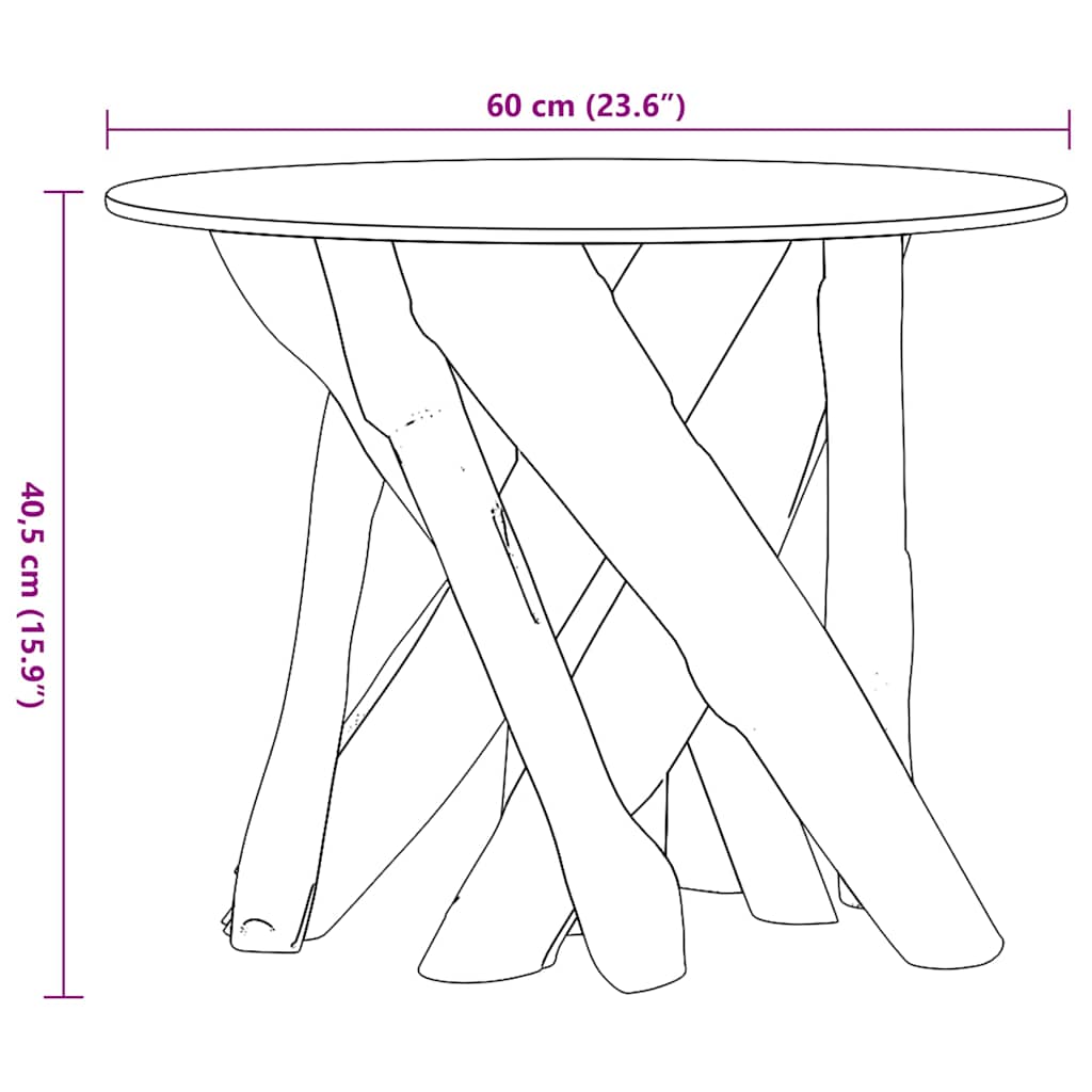 tömör tíkfa uszadék dohányzóasztal 60 cm