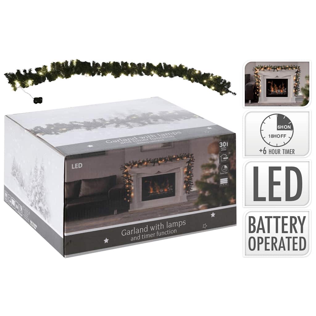 karácsonyi fényfüzér 30 LED-del 270 cm