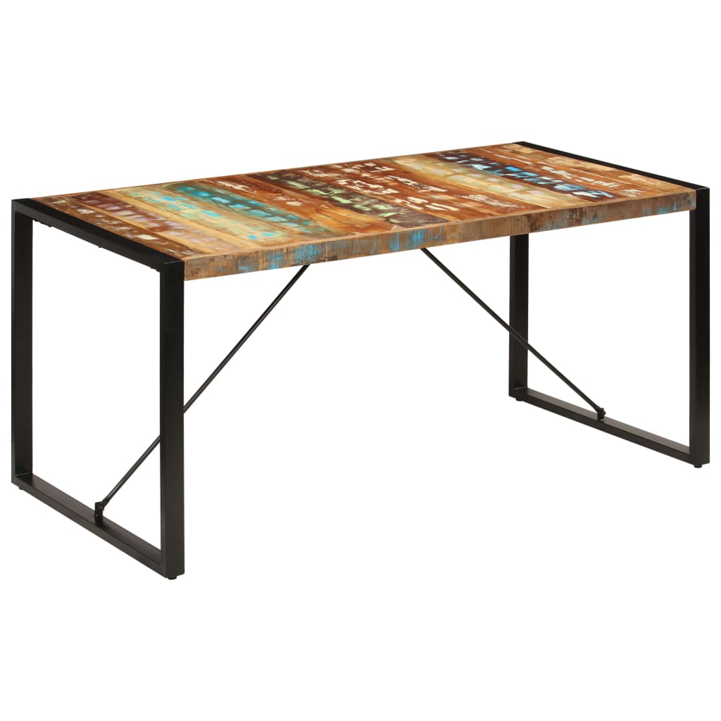 tömör újrahasznosított fa étkezőasztal 160 x 80 x 75 cm