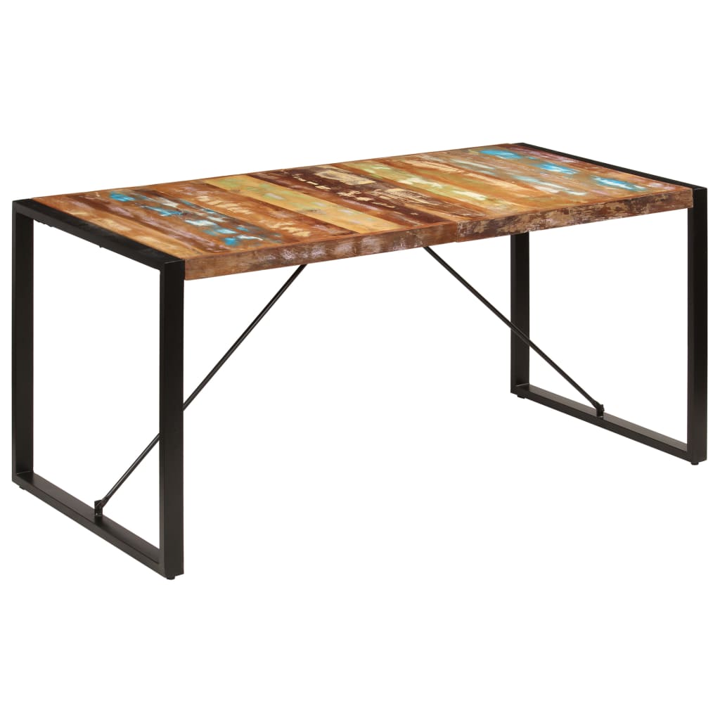 tömör újrahasznosított fa étkezőasztal 160 x 80 x 75 cm