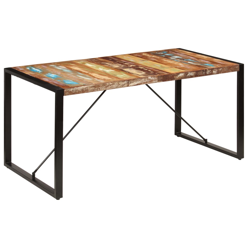 tömör újrahasznosított fa étkezőasztal 160 x 80 x 75 cm