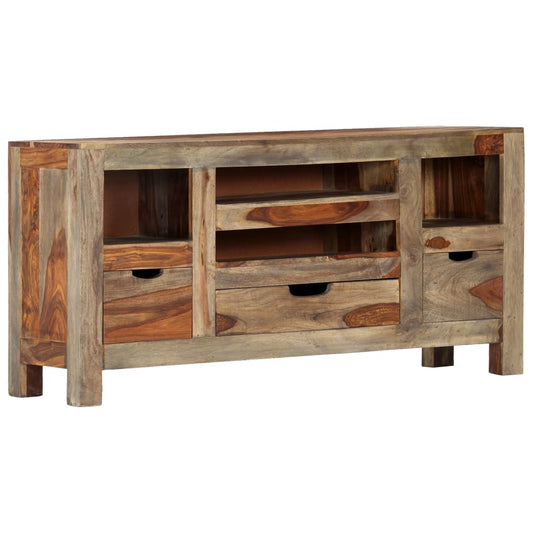szürke tömör akácfából tálalószekrény 100x30x50 cm
