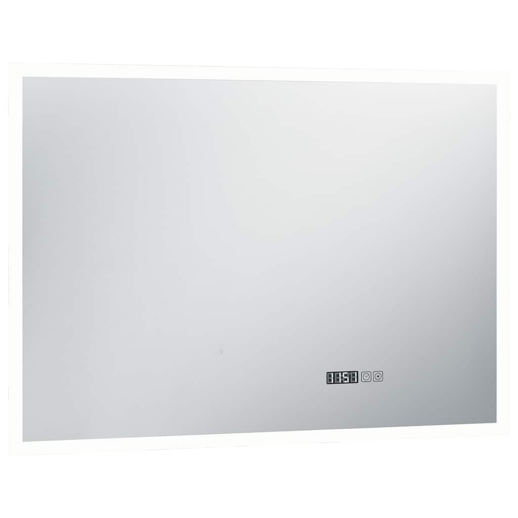 LED-es tükör érintésérzékelővel és időkijelzővel 100 x 60 cm