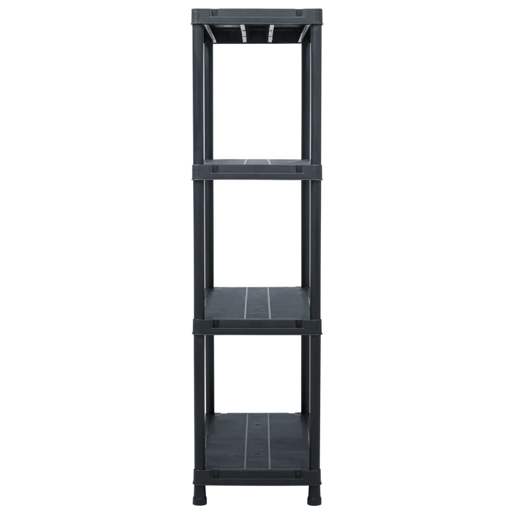 fekete műanyag tároló polc 100 kg 60 x 30 x 138 cm