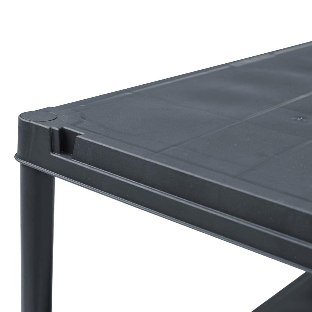 fekete műanyag tároló polc 100 kg 60 x 30 x 138 cm