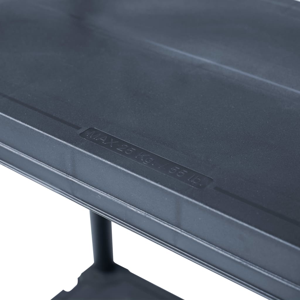 fekete műanyag tároló polc 100 kg 60 x 30 x 138 cm