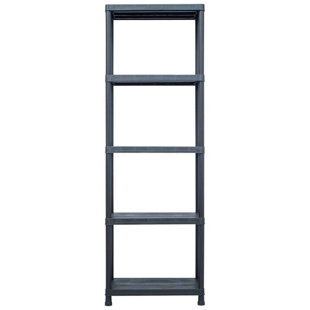 fekete műanyag tároló polc 125 kg 60 x 30 x 180 cm