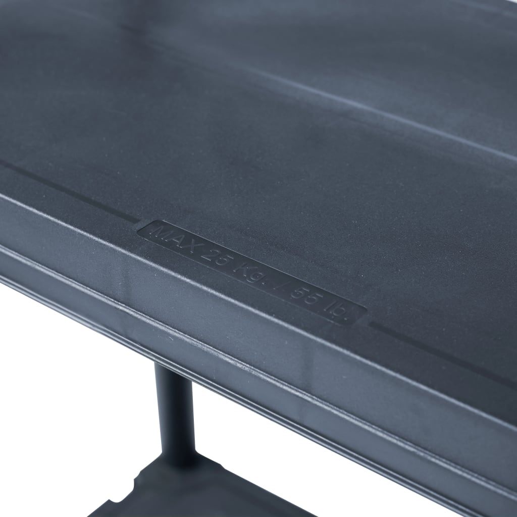 fekete műanyag tároló polc 125 kg 60 x 30 x 180 cm