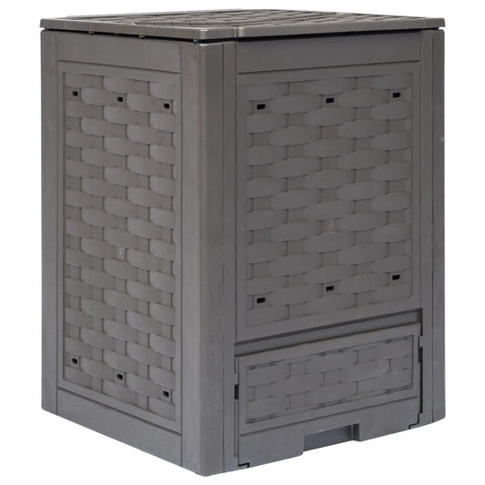 barna műanyag rattan kerti komposztáló 60 x 60 x 83 cm 300 L
