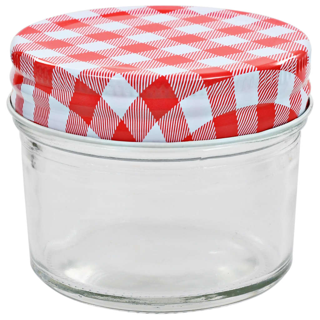 48 db 110 ml-es befőttesüveg piros-fehér tetővel