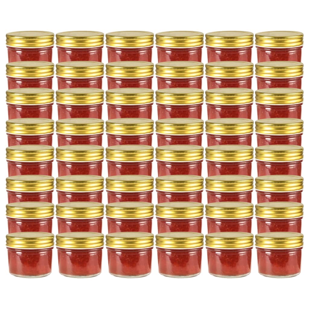 48 db 110 ml-es befőttesüveg aranyszínű tetővel