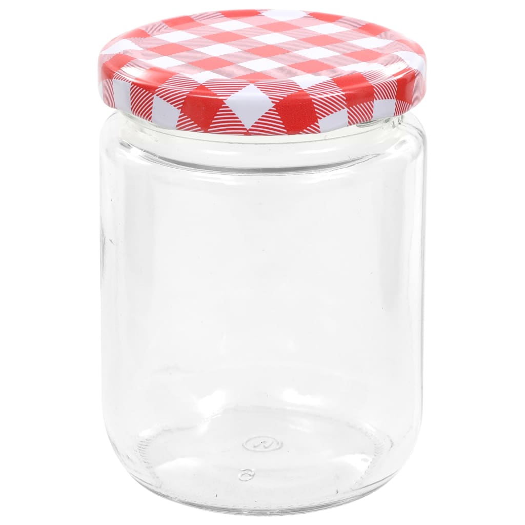 48 db 230 ml-es befőttesüveg piros-fehér tetővel