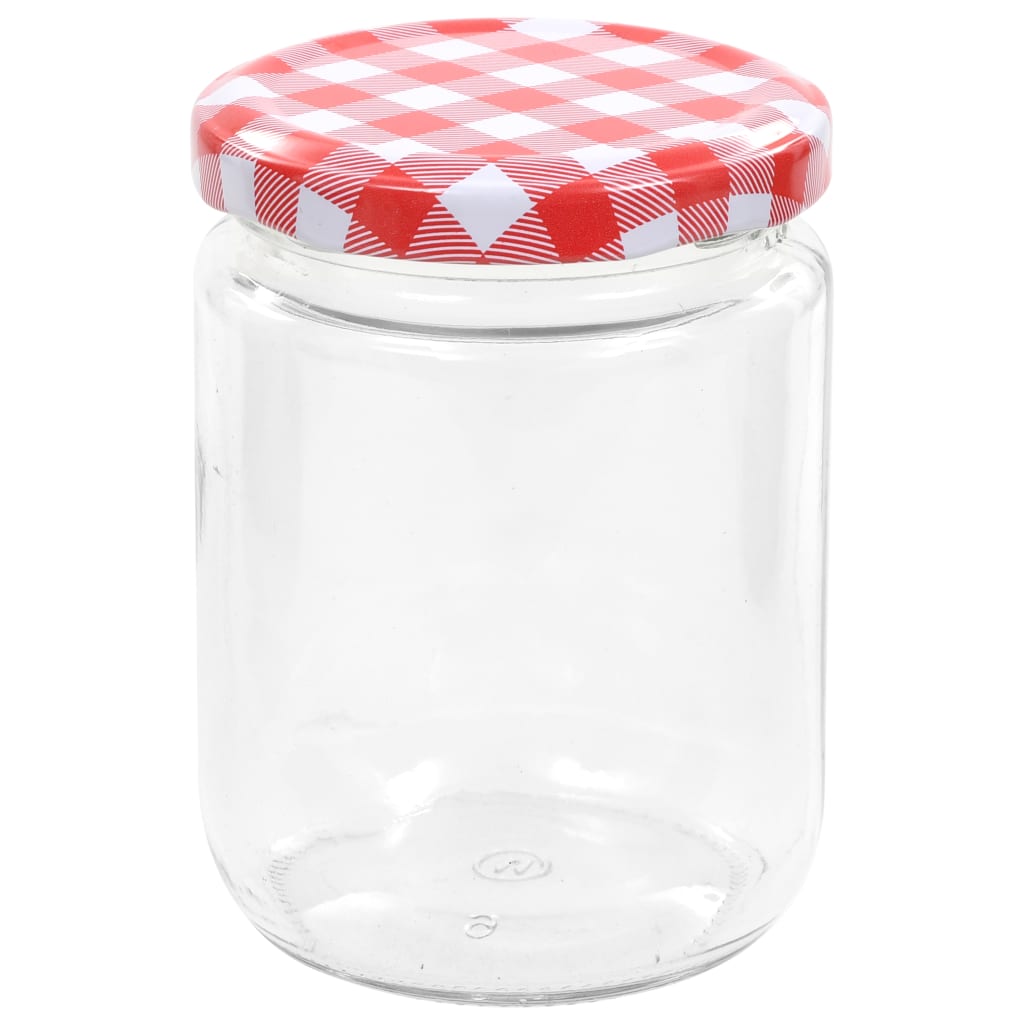 96 db 230 ml-es befőttesüveg piros-fehér tetővel