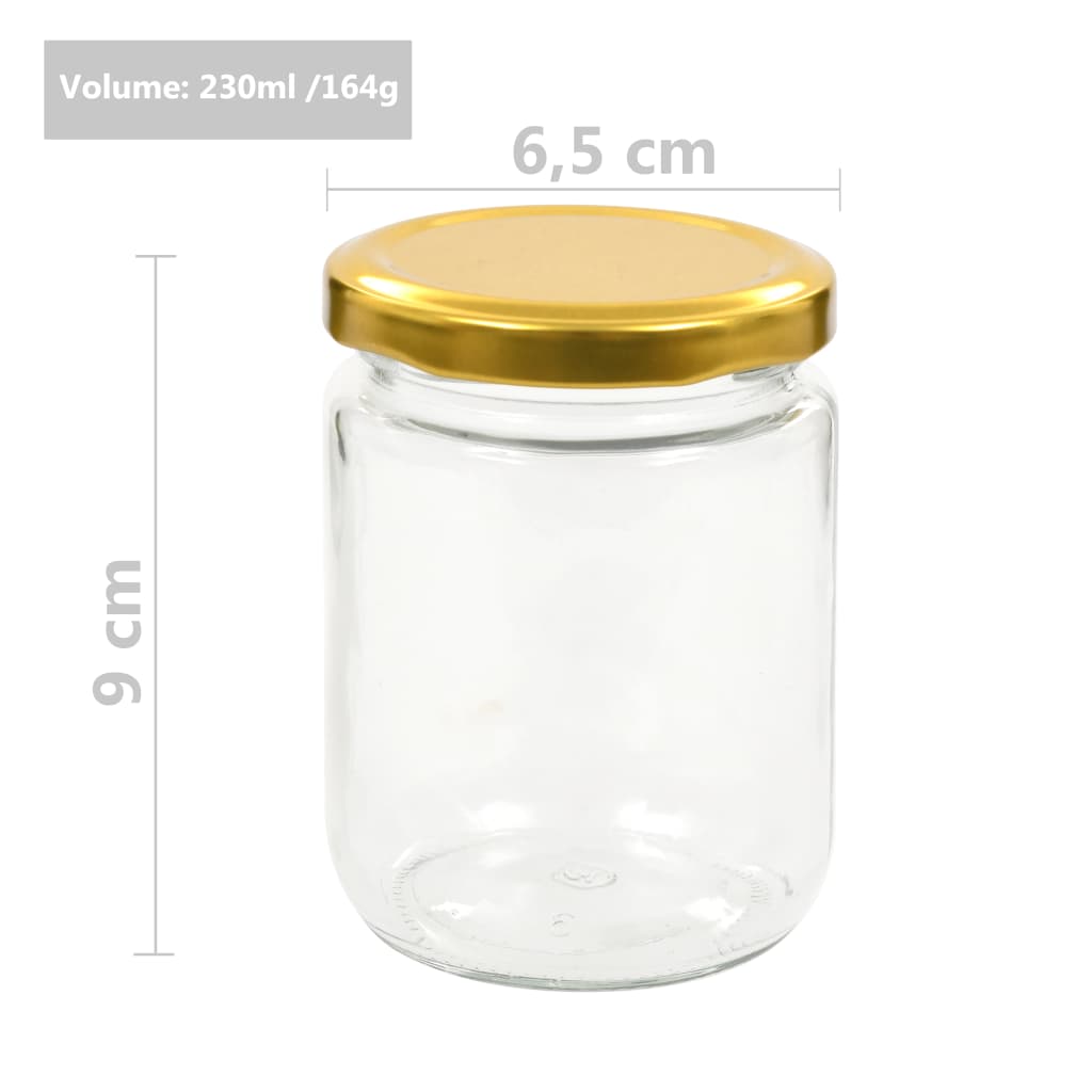 48 db 230 ml-es befőttesüveg aranyszínű tetővel