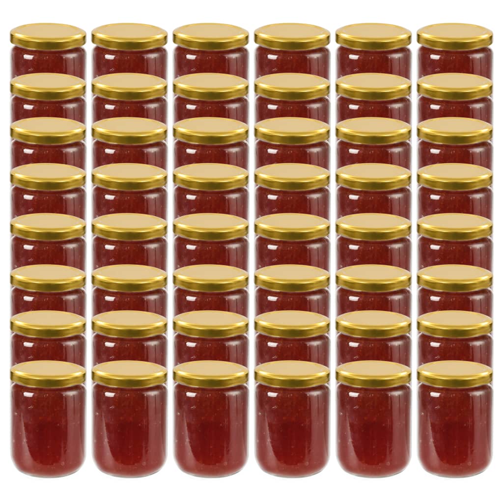 48 db 230 ml-es befőttesüveg aranyszínű tetővel