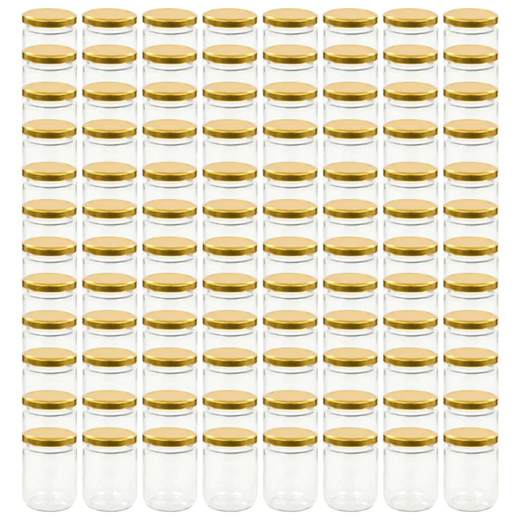 96 db 230 ml-es befőttesüveg aranyszínű tetővel