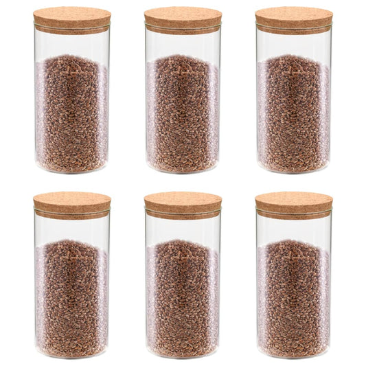6 db üvegedény parafa fedéllel 1100 ml