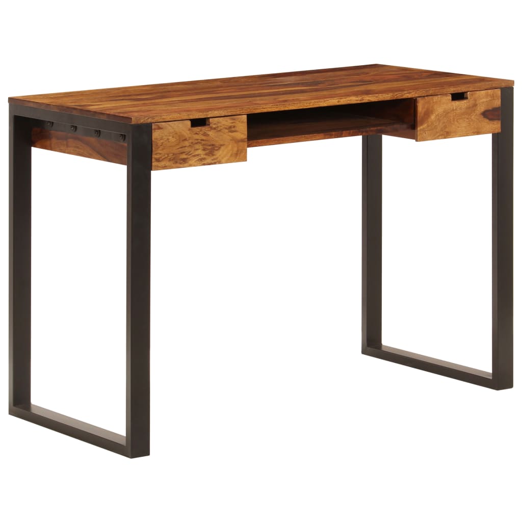 tömör akácfából és acél asztal 110 x 55 x 78 cm