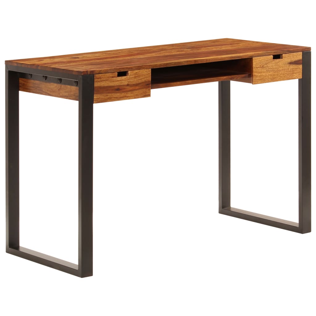tömör akácfából és acél asztal 110 x 55 x 78 cm