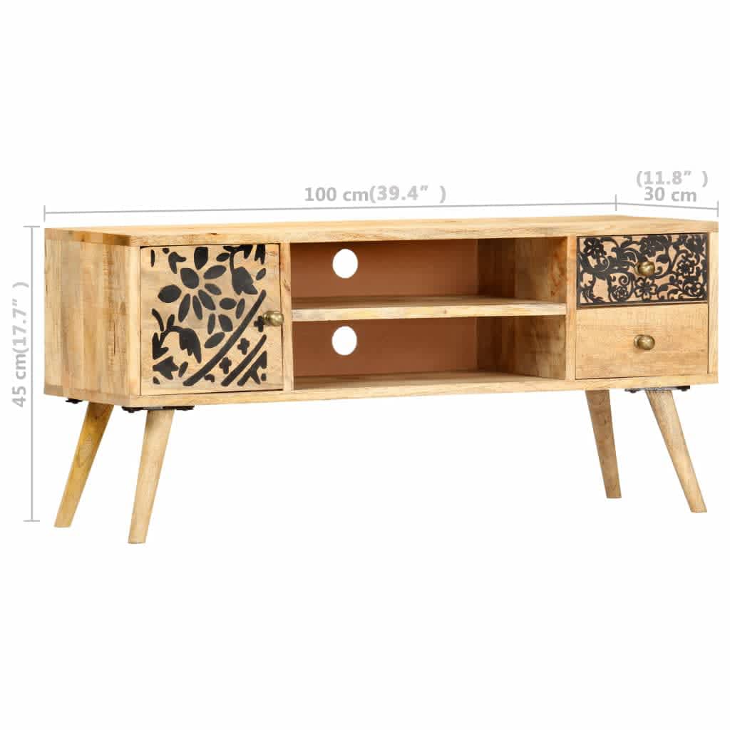 tömör mangófa TV-szekrény 100 x 30 x 45 cm
