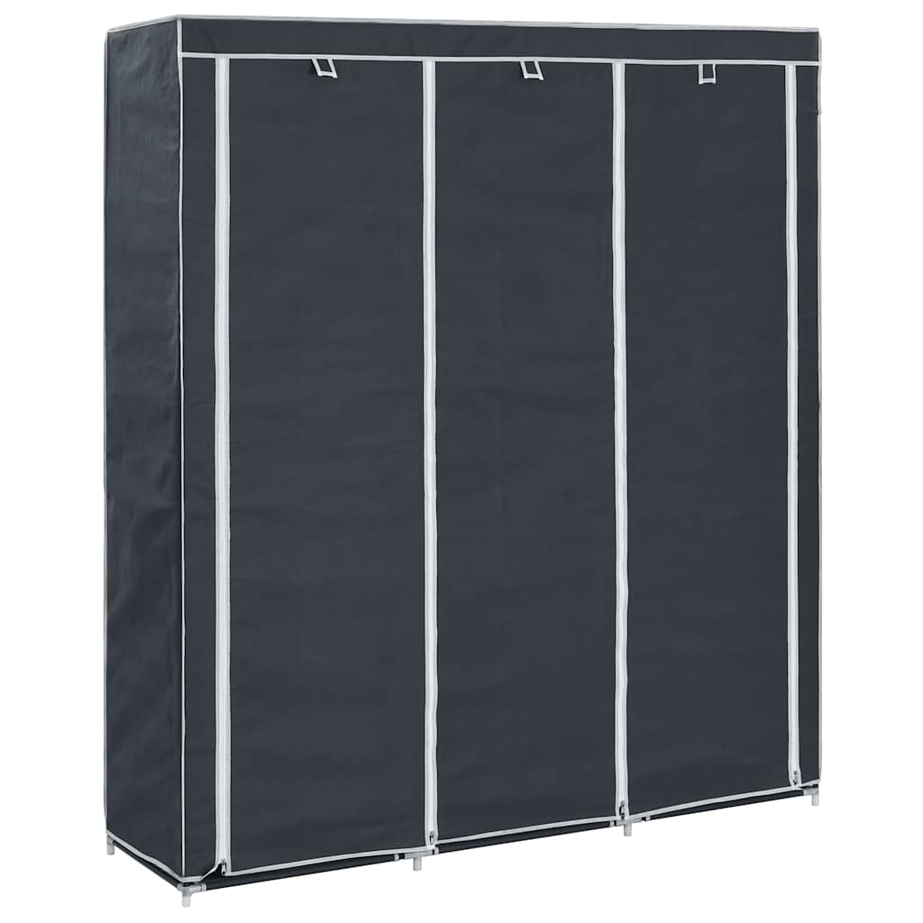 fekete szövet ruhásszekrény tárolórekeszekkel 150 x 45 x 176 cm
