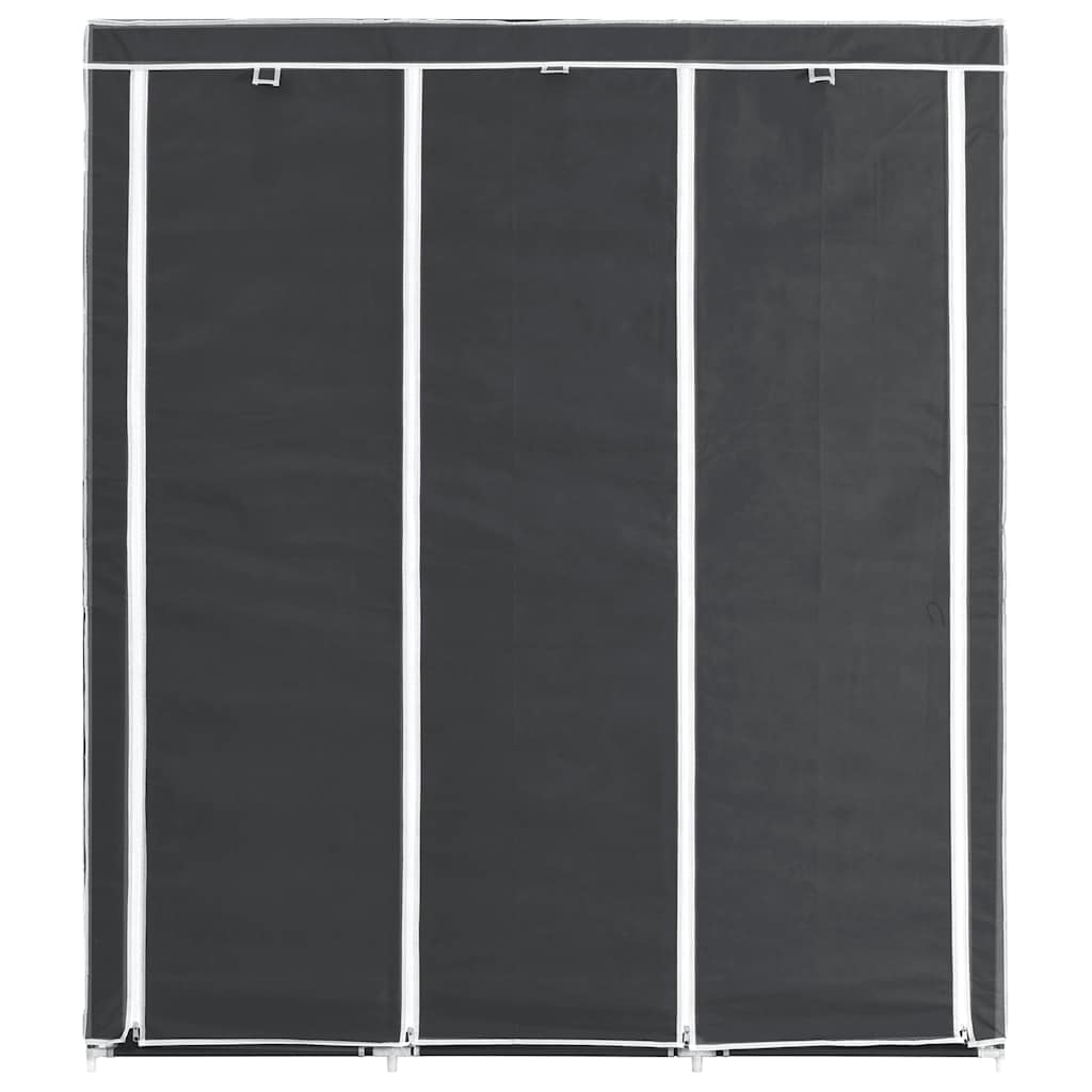 fekete szövet ruhásszekrény tárolórekeszekkel 150 x 45 x 176 cm