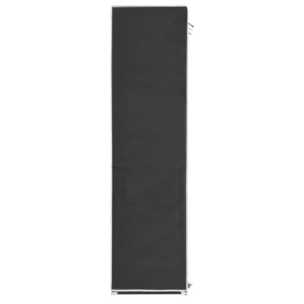 fekete szövet ruhásszekrény tárolórekeszekkel 150 x 45 x 176 cm